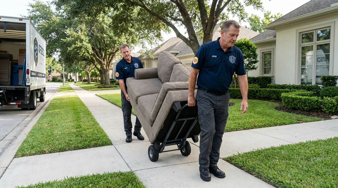 Local residential moving crew loading furniture in Tybee Island, GA